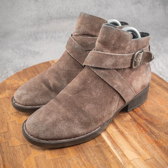 Born Women's Trinculo Boot Sz 6.5 Block Heel Distress Brown Leather Boho Bootie - Picture 3 of 7